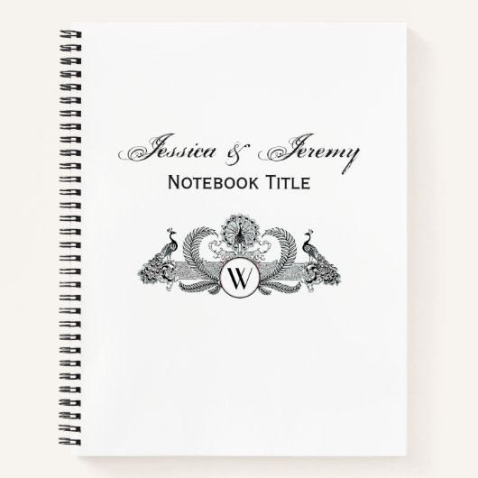 Carnet Monogramme Paons Vintage (Devant)