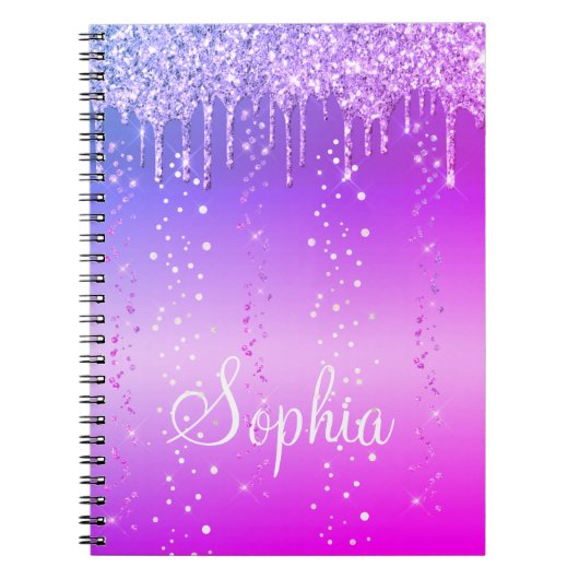 Carnet Monogramme Parties scintillant à séchage rose chau (Devant)