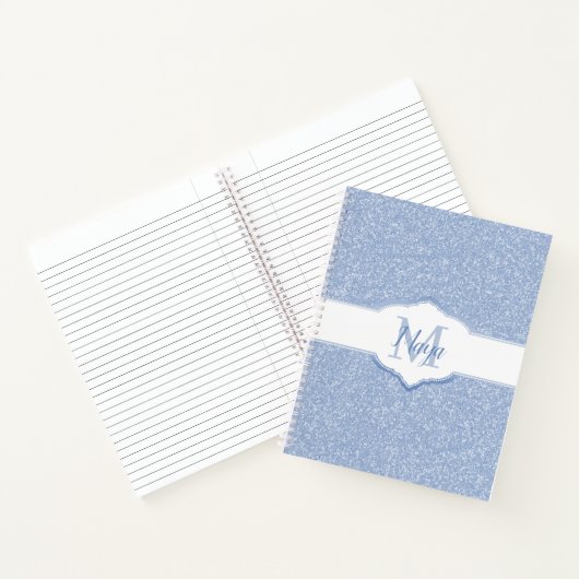 Carnet Monogramme Parties scintillant bleu ciel (Intérieur)