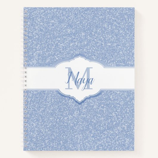 Carnet Monogramme Parties scintillant bleu ciel (Devant)