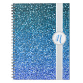 Carnet Monogramme Parties scintillant bleue (Devant)