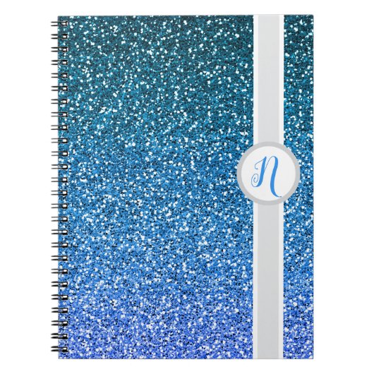 Carnet Monogramme Parties scintillant bleue (Devant)