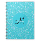 Carnet Monogramme Parties scintillant Étincelle Turquoise (Devant)