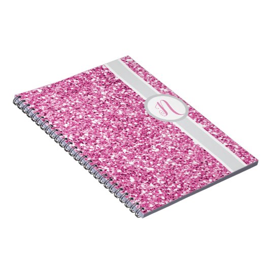 Carnet Monogramme Parties scintillant rose (Côté Droit)
