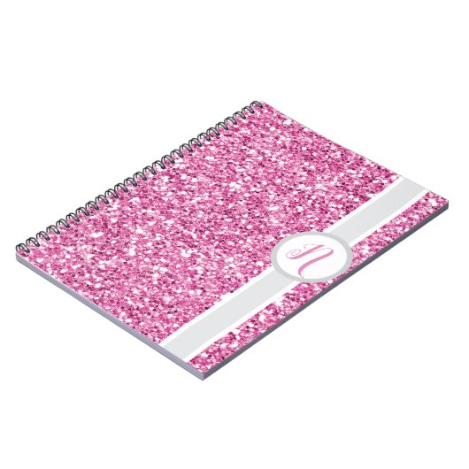 Carnet Monogramme Parties scintillant rose (Côté gauche)