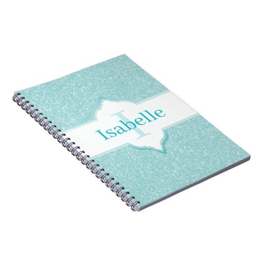 Carnet Monogramme Parties scintillant turquoise (Côté Droit)