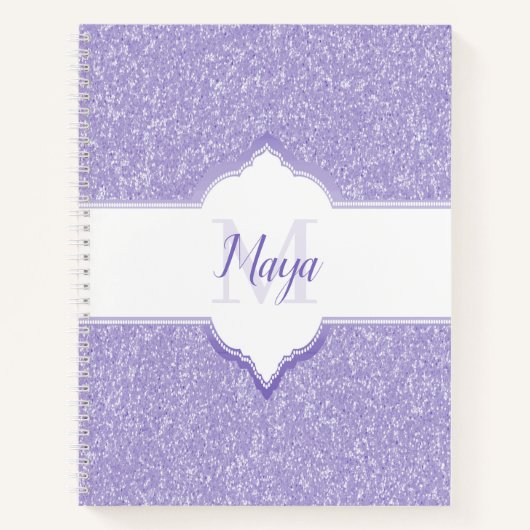 Carnet Monogramme Parties scintillant violet (Devant)