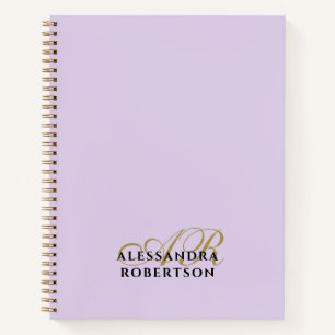 Carnet Monogramme Pastel Violet Or Noir Minimaliste Chic