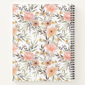 Carnet Monogramme Peach rose Olive Brown motif floral (Dos)