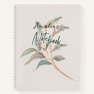 Carnet Monogramme Peint à la main plante Aquarelle élégan