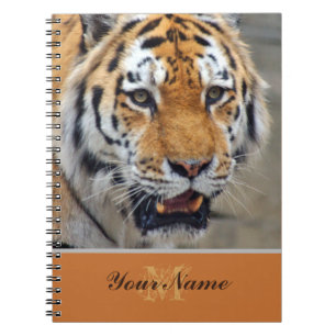 Carnet Monogramme personnalisable avec un tigre majestueu