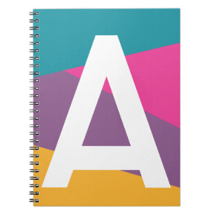 Carnet Monogramme personnalisé avec blocs de couleurs rét
