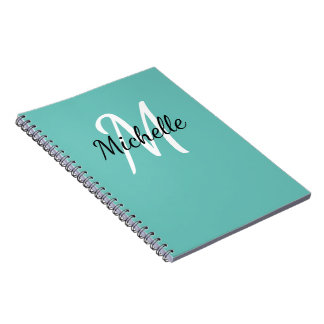 Carnet Monogramme personnalisé bleu clair et blanc