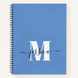 Carnet Monogramme personnalisé bleu et blanc