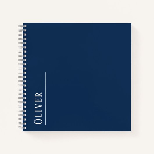 Carnet monogramme personnalisé, bleu foncé moderne (Devant)