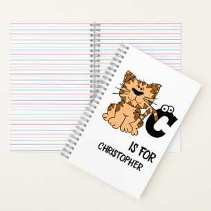 Carnet monogramme personnalisé C est pour chats chaton ch