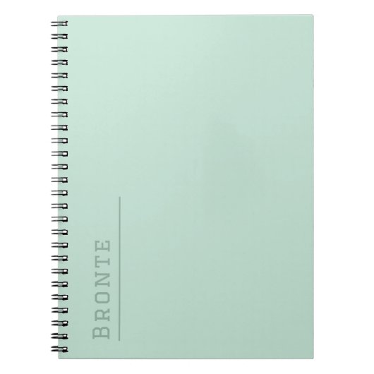 Carnet monogramme personnalisé, couleur verte tendance Mi (Devant)
