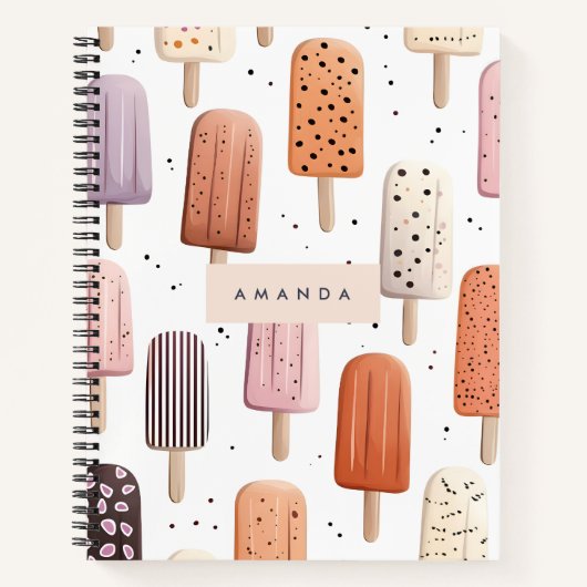 Carnet Monogramme Personnalisé Cute Popsicle Motif (Devant)