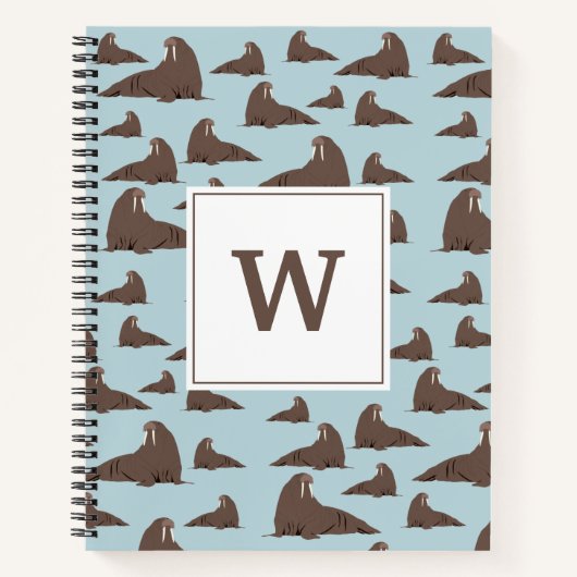 Carnet Monogramme personnalisé Cute Walrus Motif (Devant)