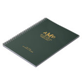 Carnet Monogramme personnalisé de 3 lettres en vert et or (Côté gauche)