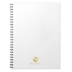 Carnet Monogramme personnalisé de luxe blanc et or