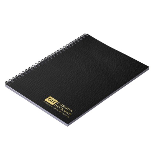 Carnet Monogramme personnalisé en cuir noir simple (Côté gauche)
