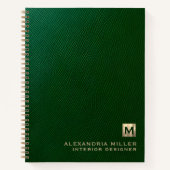 Carnet Monogramme personnalisé en cuir vert (Devant)