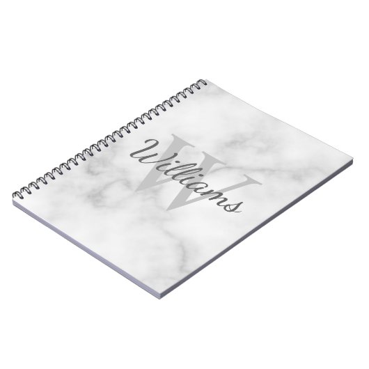 Carnet Monogramme personnalisé et apparence de marbre de  (Côté gauche)