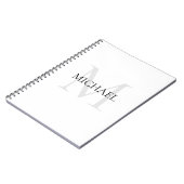 Carnet Monogramme personnalisé et nom blanc (Côté gauche)