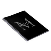 Carnet Monogramme personnalisé et nom noir (Côté Droit)