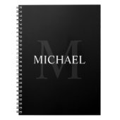 Carnet Monogramme personnalisé et nom noir (Devant)