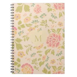 Carnet Monogramme Personnalisé Floral Vintage Vert Sauge