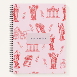 Carnet Monogramme personnalisé Grec Ancien Statue Cadeaux