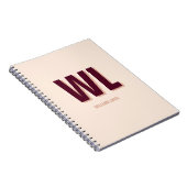 Carnet Monogramme personnalisé minimaliste rose bordeaux (Côté Droit)
