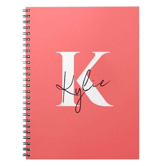 Carnet Monogramme personnalisé moderne et dynamique - (Devant)