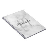 Carnet Monogramme personnalisé moderne et Marbre blanc de (Côté Droit)