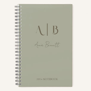 Carnet Monogramme personnalisé moderne Initiales Nom Dust