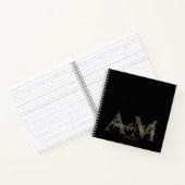 Carnet Monogramme personnalisé moderne noir et or minimal (Intérieur)