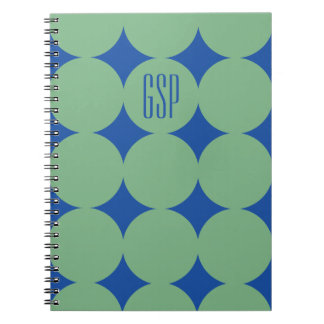 Carnet Monogramme personnalisé moderne point, bleu person