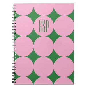 Carnet Monogramme personnalisé moderne point, Rose person