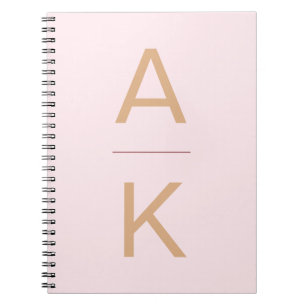 Carnet Monogramme personnalisé moderne rose et or