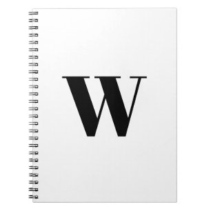 Carnet Monogramme Personnalisé noir blanc initial élégant