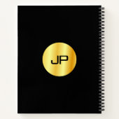 Carnet Monogramme personnalisé noir et or élégant moderne (Dos)
