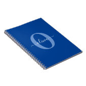 Carnet Monogramme personnalisé Nom du script Bleu Blanc (Côté Droit)
