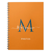 Monogramme personnalisé orange et bleu Photos bleu