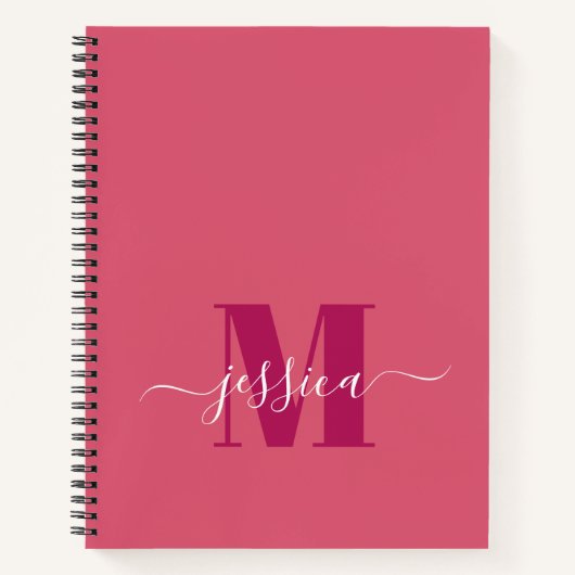 Carnet Monogramme personnalisé rose et rose (Devant)