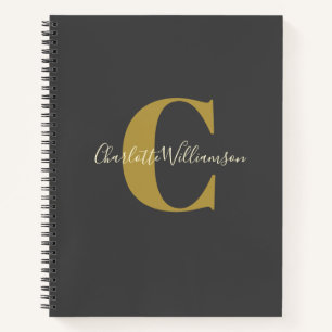 Carnet Monogramme personnalisé simple dans la grille de p