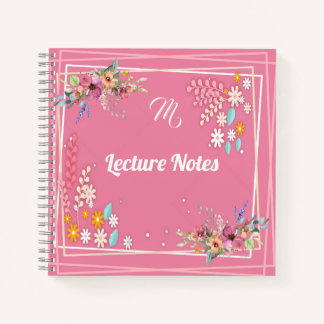 Carnet Monogramme personnalisé Soft Pastel Rose Floral Le