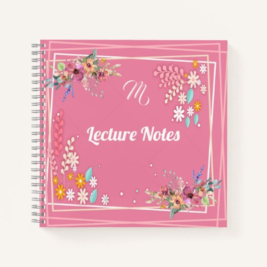 Carnet Monogramme personnalisé Soft Pastel Rose Floral Le (Devant)