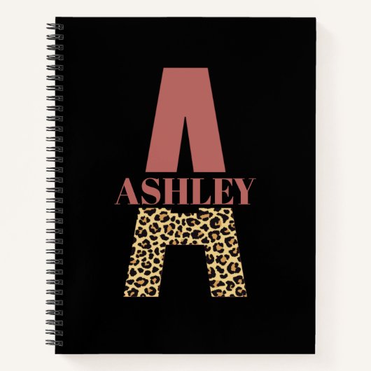 Carnet Monogramme personnalisé Un Empreinte de léopard ro (Devant)